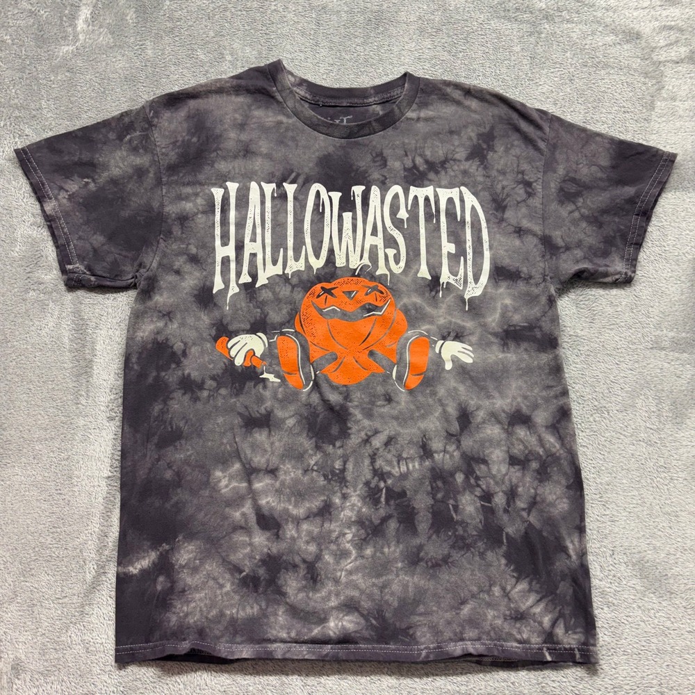 Spirit Halloween T-Shirt Men Medium Grey Good Hallowasted Tie Dye Graphic Tee